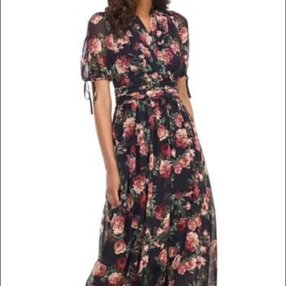 Gal Meets Glam Ashlynn Floral Print Chiffon Maxi